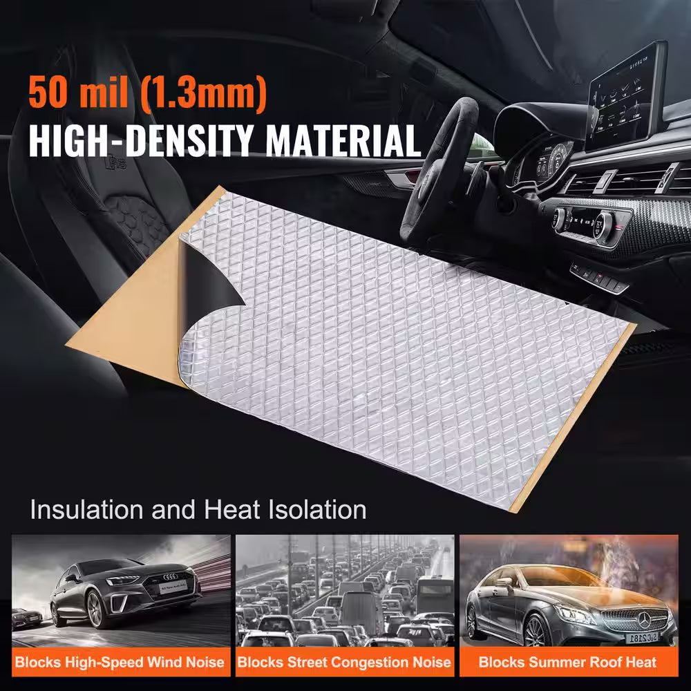 Car Sound Deadening Mat, 50 Mil 52 Sq. Ft. Car Sound Dampening Material, Butyl Automotive Sound Deadener