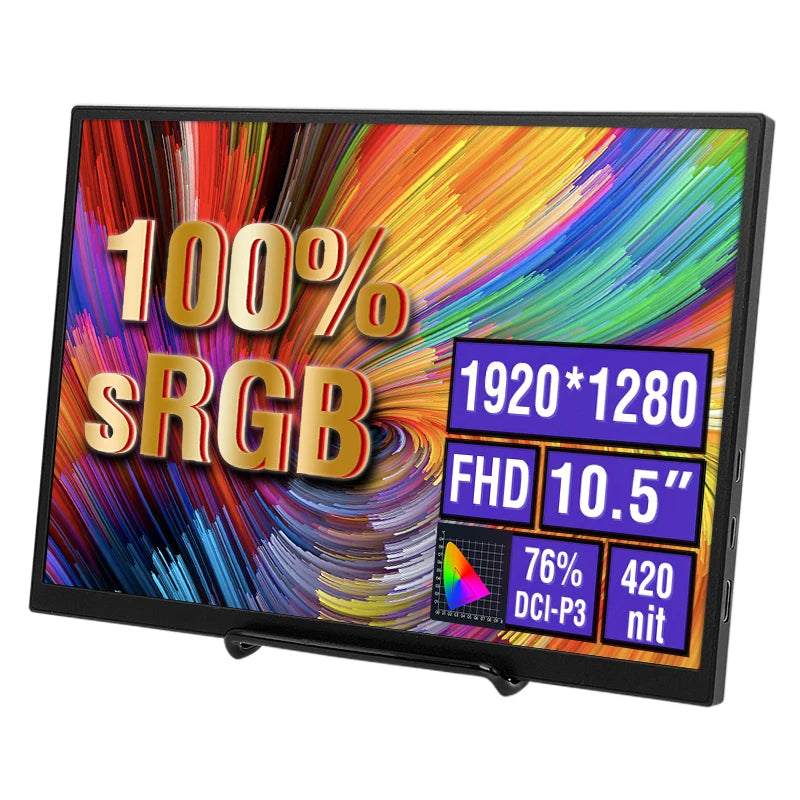 10.5-Inch Portable Monitor 1280P HDR 15:10 Low Blue Light for Xbox PS4 / 5 Switch Cell Phone PC Loptop Extension