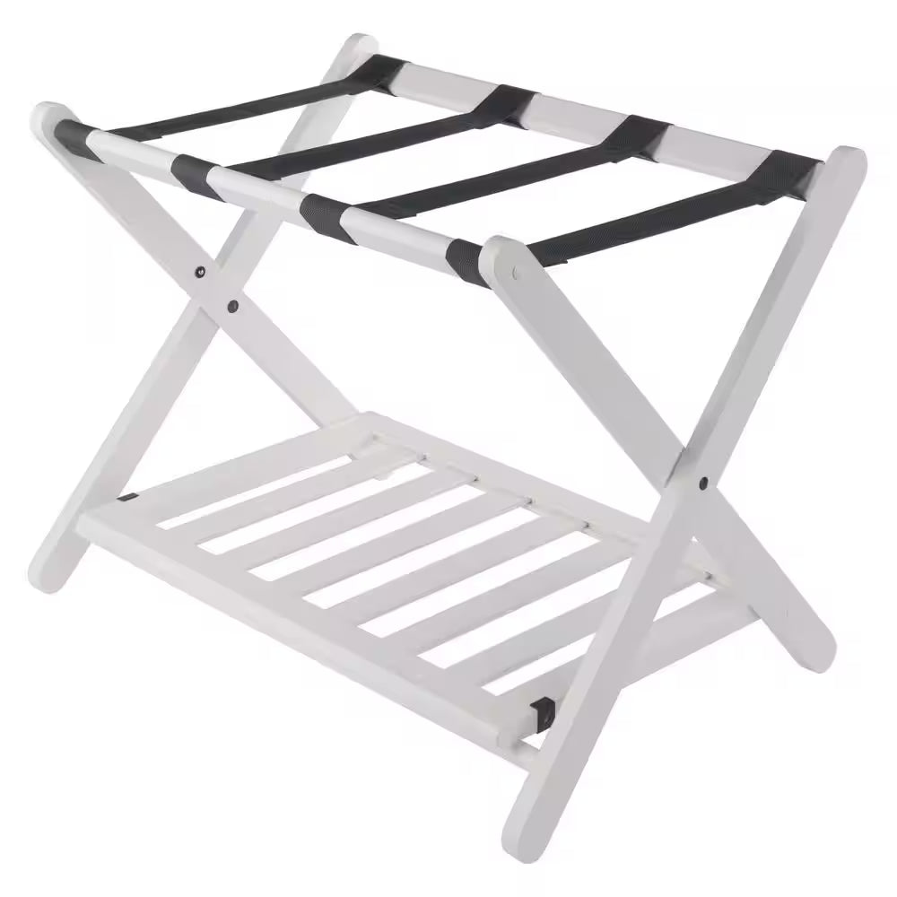 Winsome Reese White Luggage Rack with Shelf