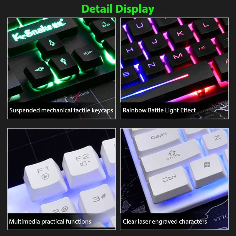 KM320 Keyboard and Mouse Set Waterproof Luminous Game Backlit Keyboard