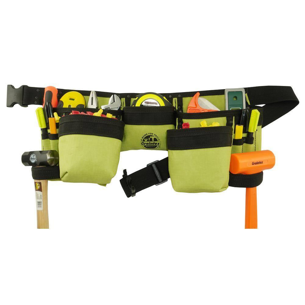 Lime Green Canvas 11-Pocket Finisher Tool Apron