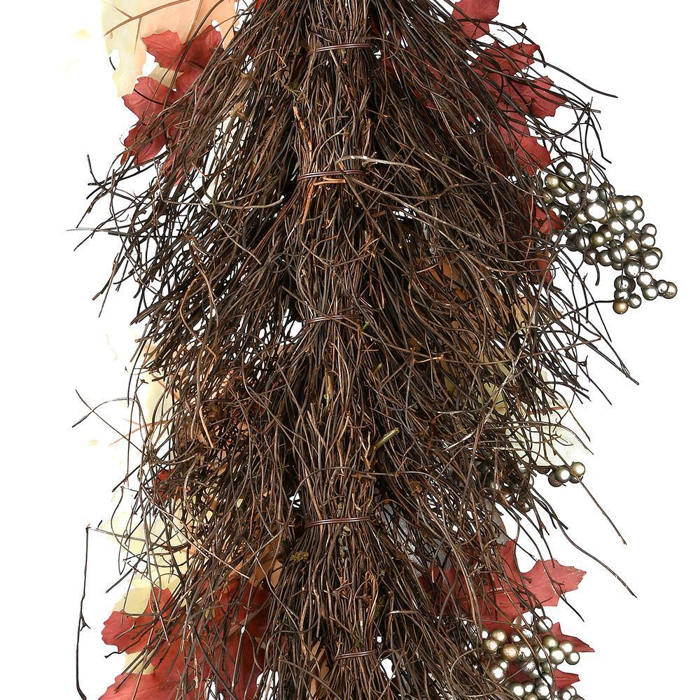 National Tree Company 24 in. H Harvest Tear Drop Maple Leaves with Pumpkins