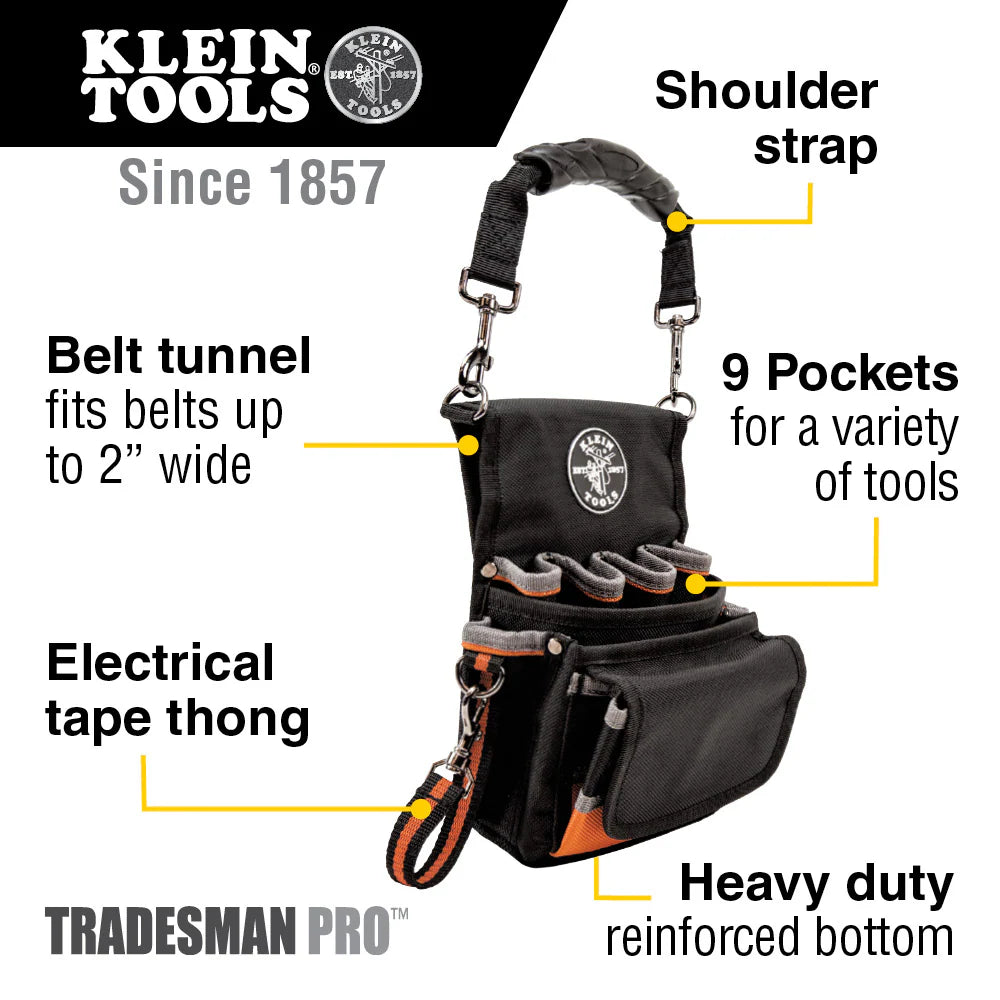 Tradesman Pro Tool Pouch, 9 Pockets, 9.5 X 7.5 X 9.5-Inch