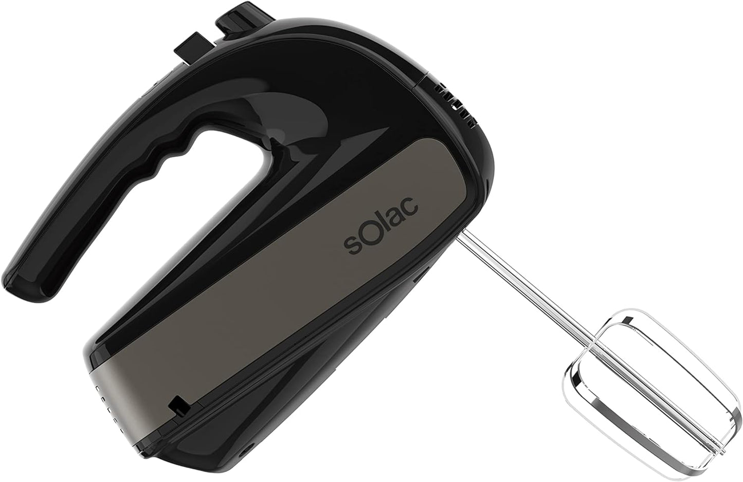 SOLAC 5-Speed Black Turbo Hand Mixer with Beaters and Dough Hooks