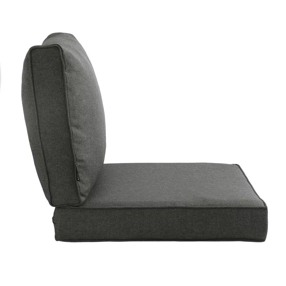 Outdoor Chair Cushions 2-Piece 19 X 20 + 23 X 24 In. Deep Seat and Backrest Cushion Set for Patio Furniture in Dark Gray