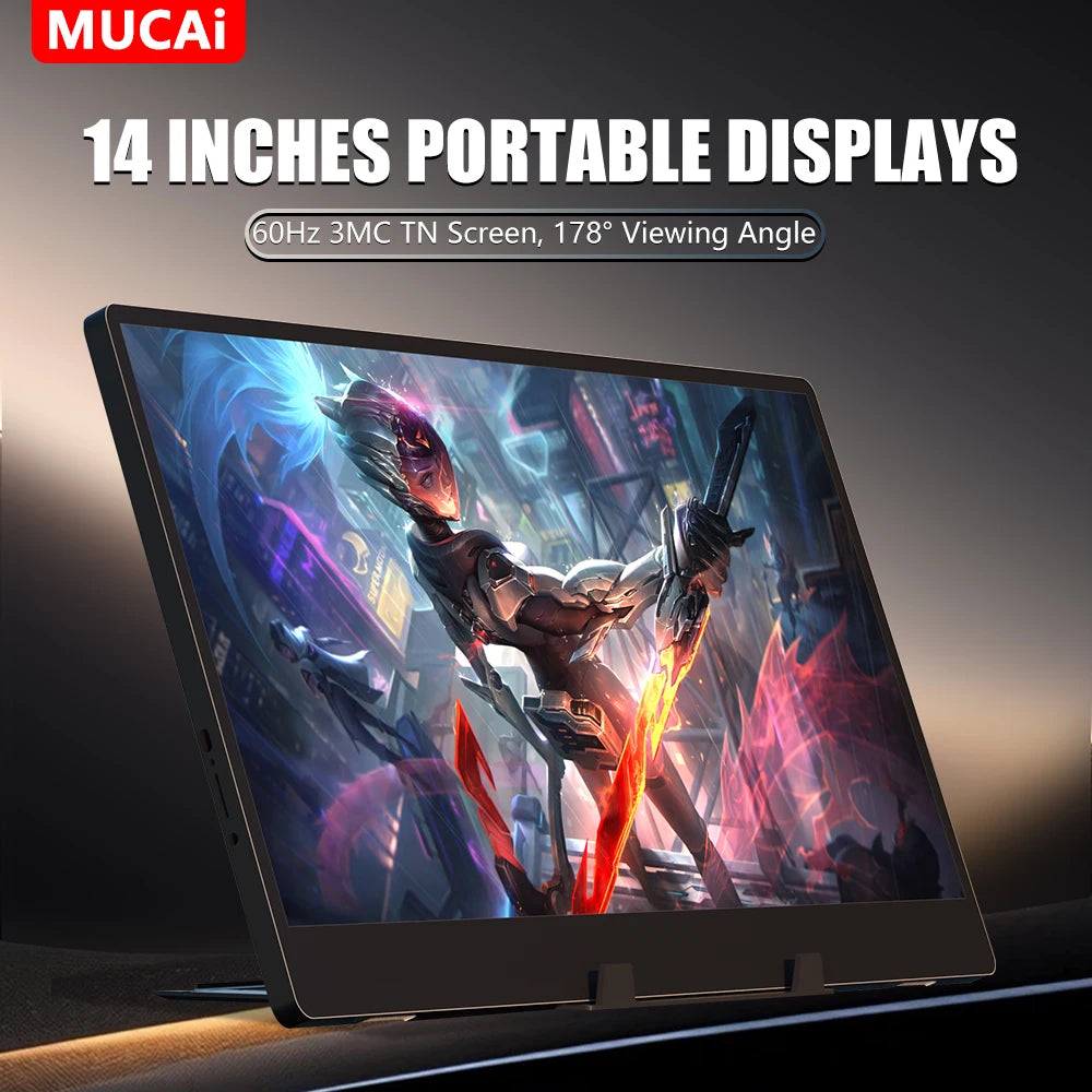 N140-S36 Portable Display 14 Inch 60Hz Resolution 1366*768 TN Panel 250Cd/㎡ Brightness 3Ms Response Portable Monitor