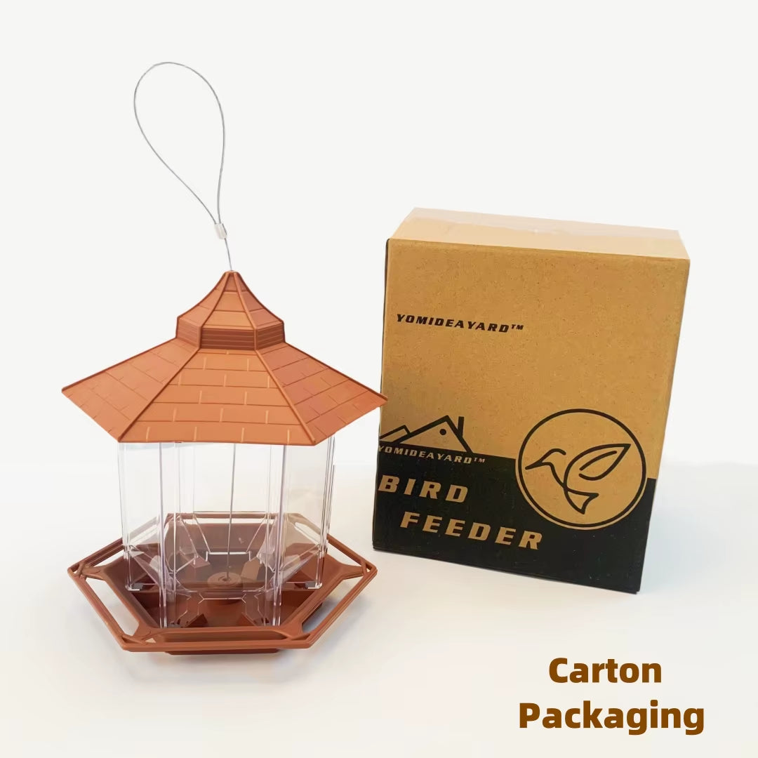 Automatic Bird Feeder Hanging Food Feeding Tool Gazebo Outdoor Birds Feeder Multiple Hole Nut Feeding House Bird Food Container