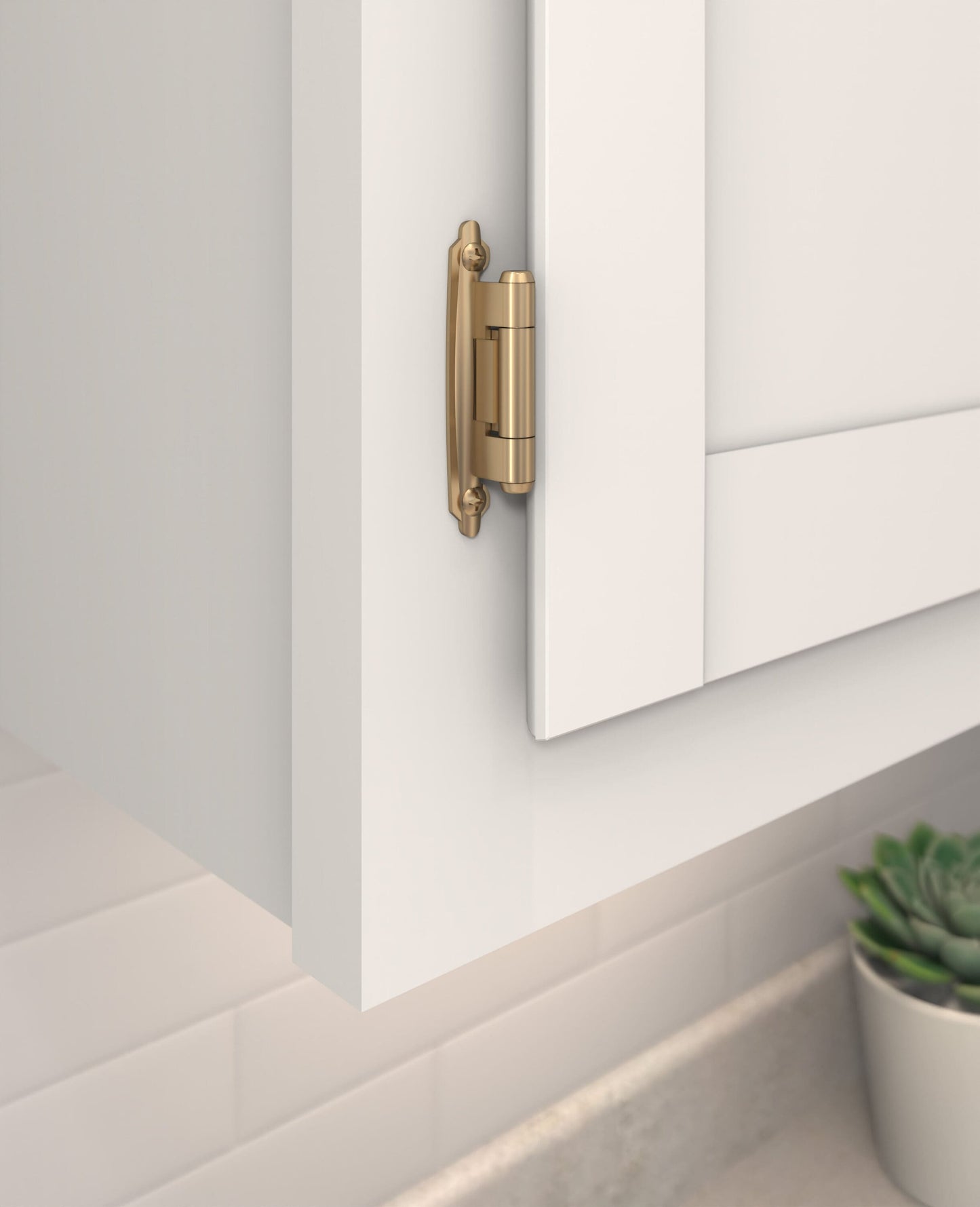 180-Degree Adjustable Overlay Surface Self-Closing Champagne Bronze Cabinet Hinge, 1 Pair(S) 2 -Pieces