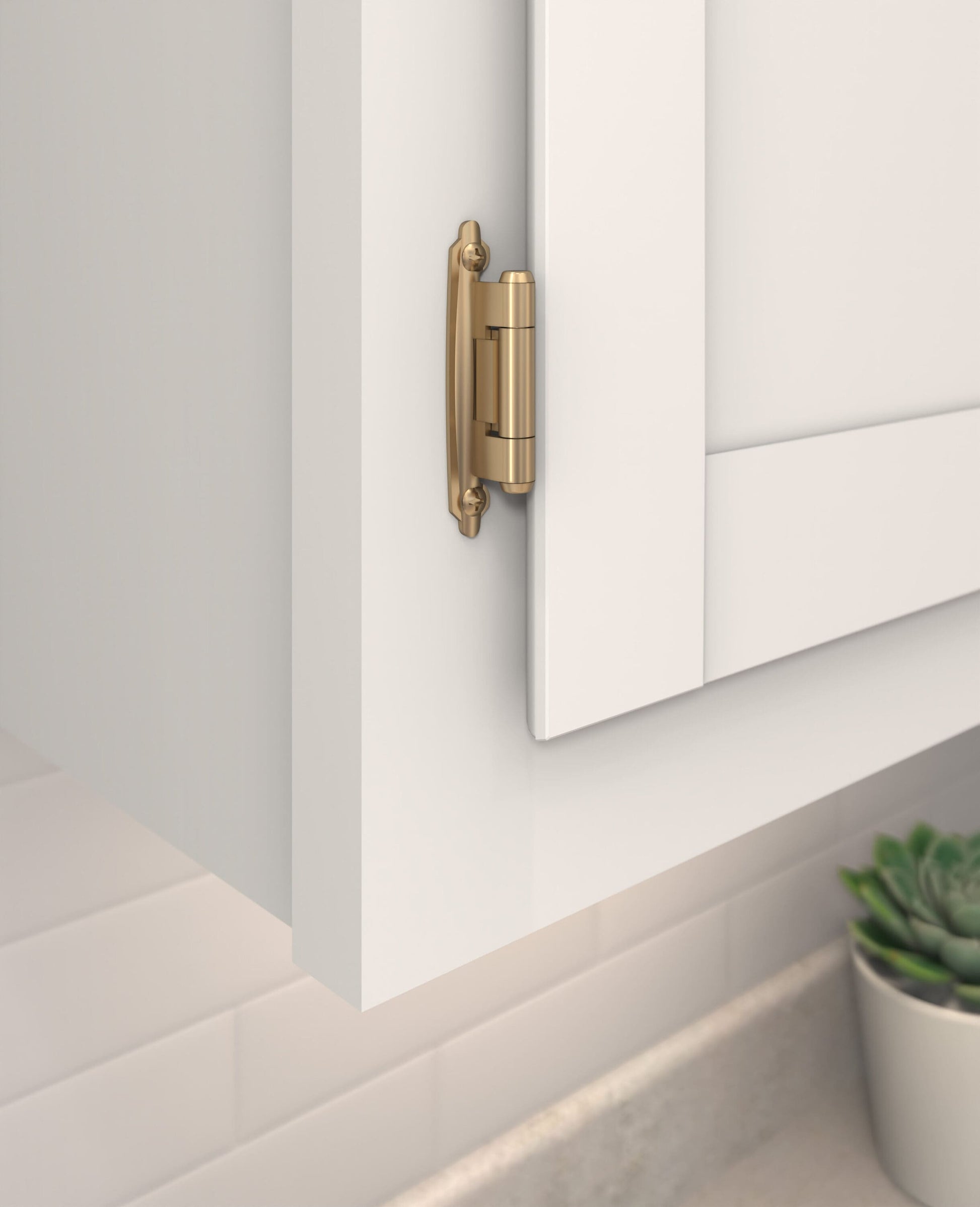 180-Degree Adjustable Overlay Surface Self-Closing Champagne Bronze Cabinet Hinge, 1 Pair(S) 2 -Pieces