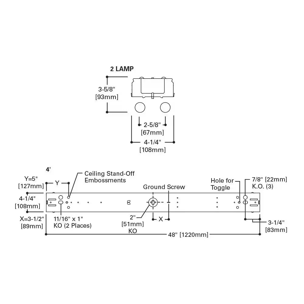 40-Watt 2-Light White 4 Ft. Fluorescent Strip Light