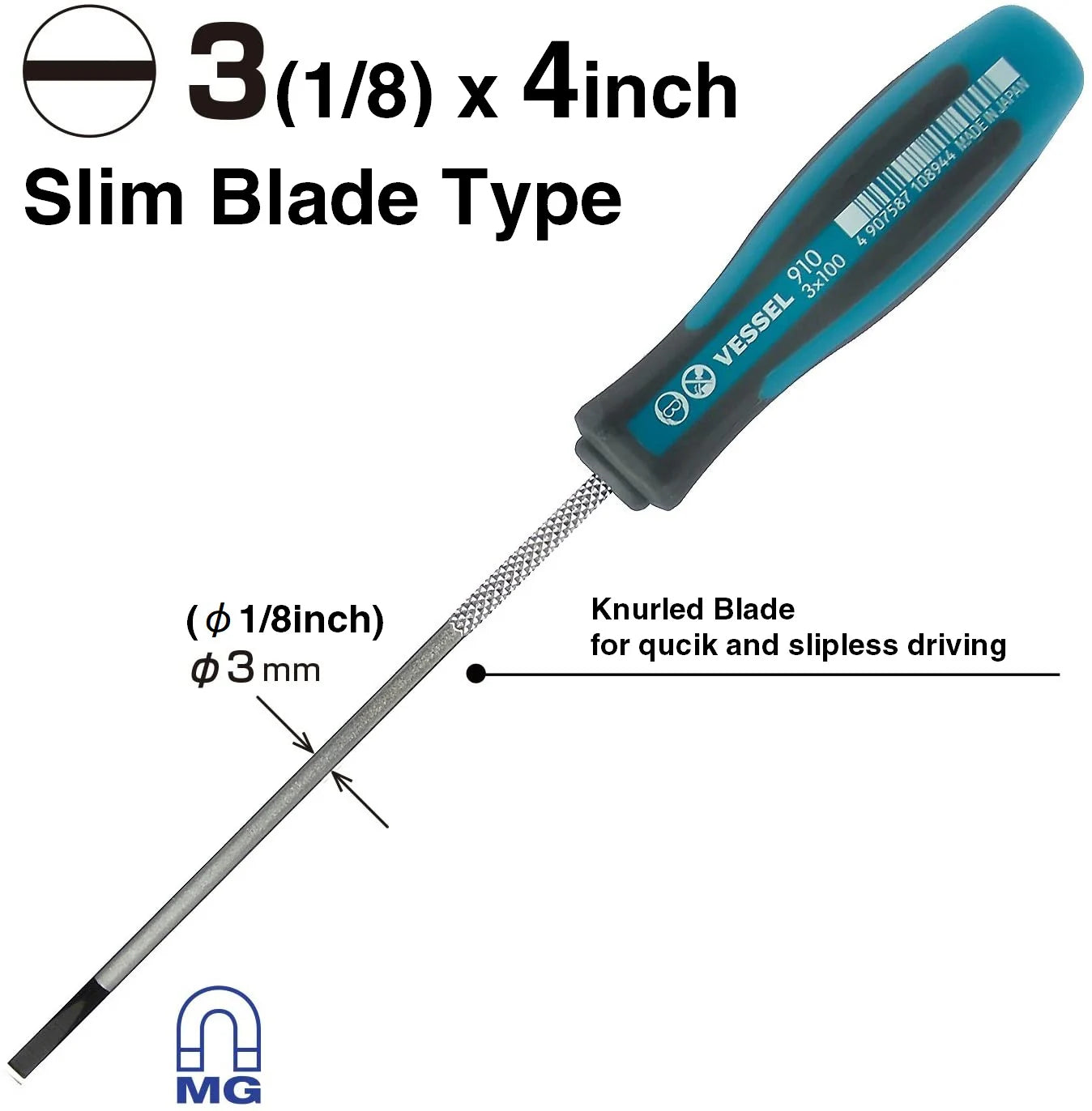 3-Mm 4-In Magnetic Slotted Screwdriver