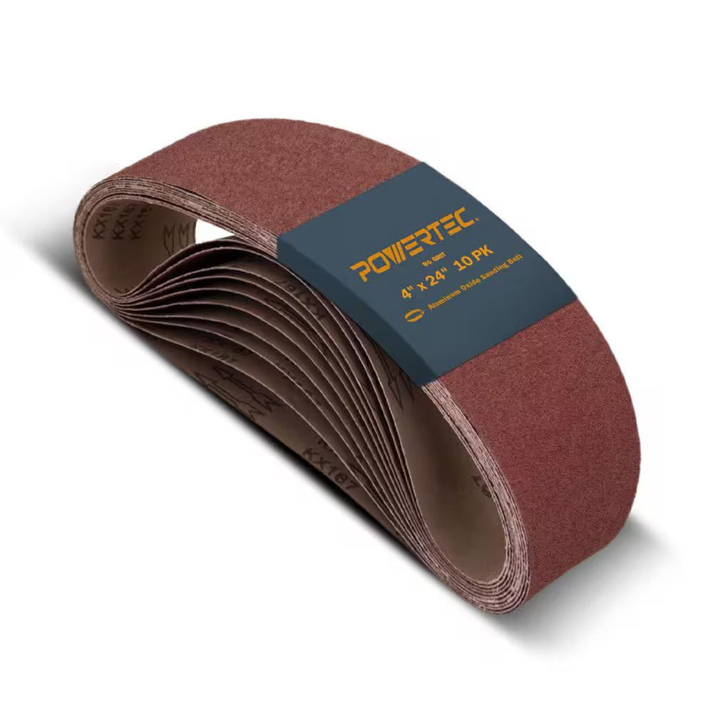 4 In. X 24 In. 80-Grit Aluminum Oxide Sanding Belt for Oscillating Belt and Spindle Sander (10-Pack)