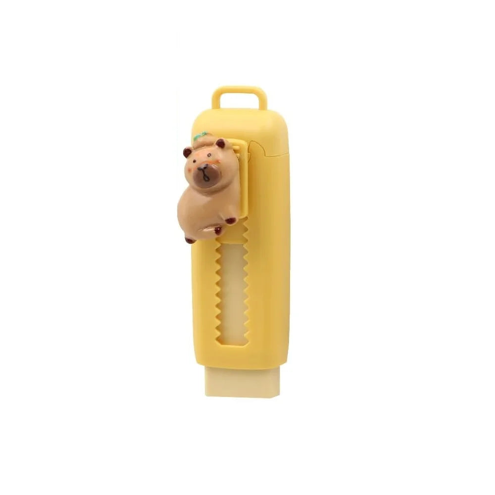 1/4Pcs Capybara Erasers Set Cartoon Design 4B Eraser Retractable for Drawing Exams Kids Students Back to School Stationery A3013