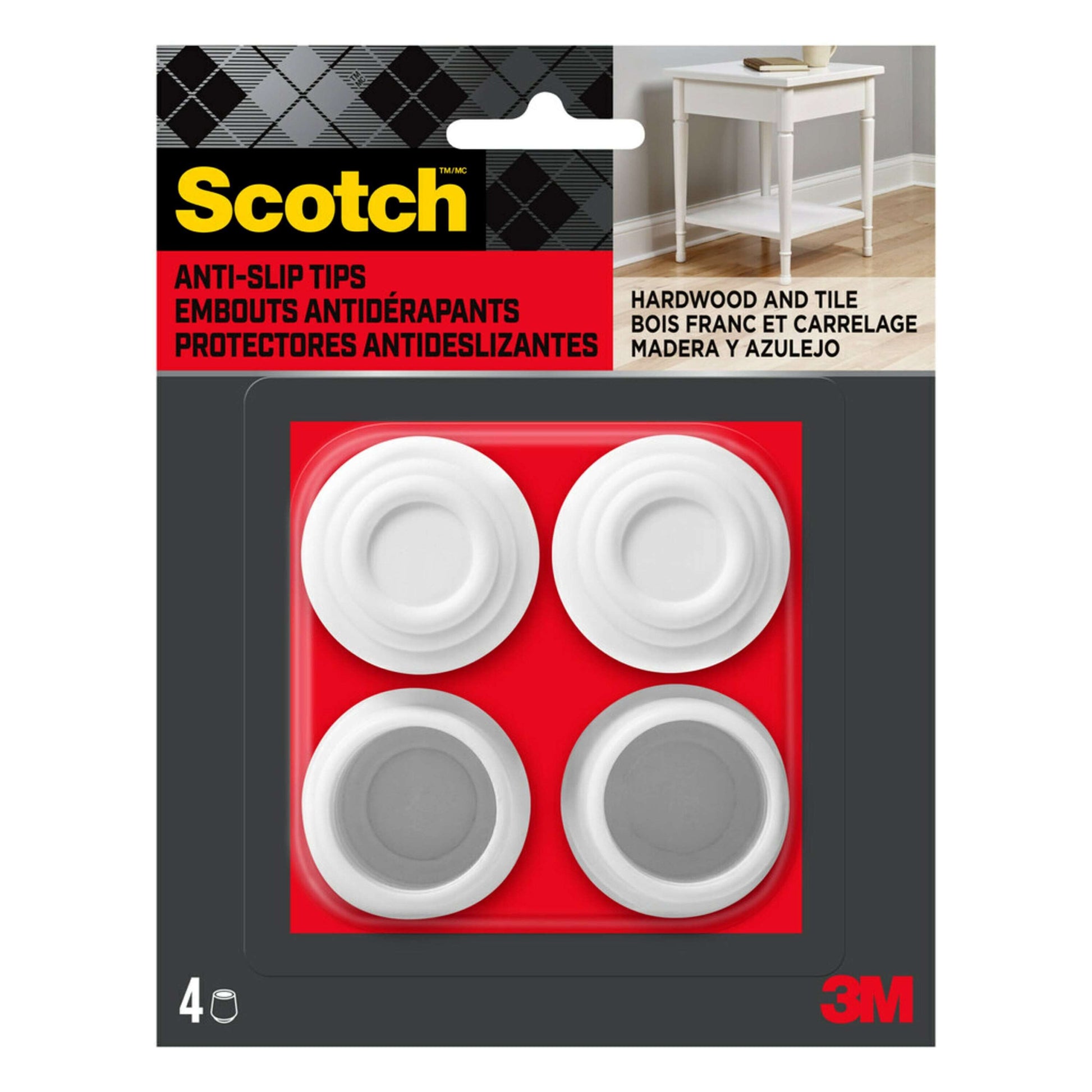 4 -Pack 1-1/8 in White Rubber Chair Leg Tips