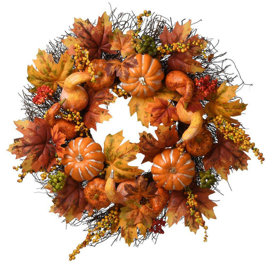 National Tree Company 22 in. Pumpkins and Maple Leaves Artificial Harvest Wreaths