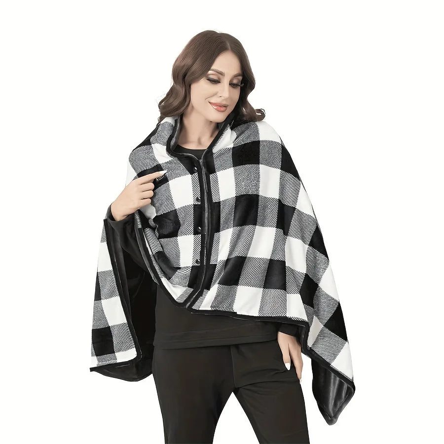 1Pc Wearable Blankets Shawl Blanket Flannel Lazy Casual Office Blanket