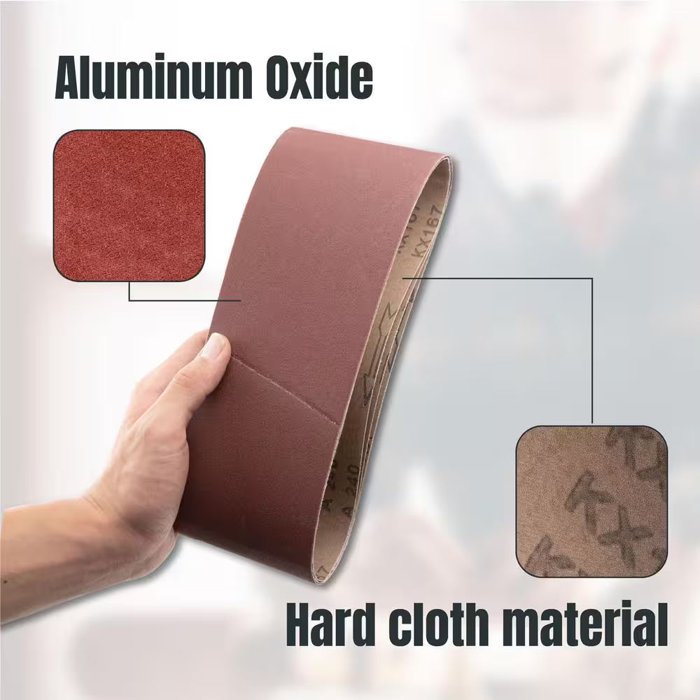 4 In. X 24 In. 80-Grit Aluminum Oxide Sanding Belt for Oscillating Belt and Spindle Sander (10-Pack)