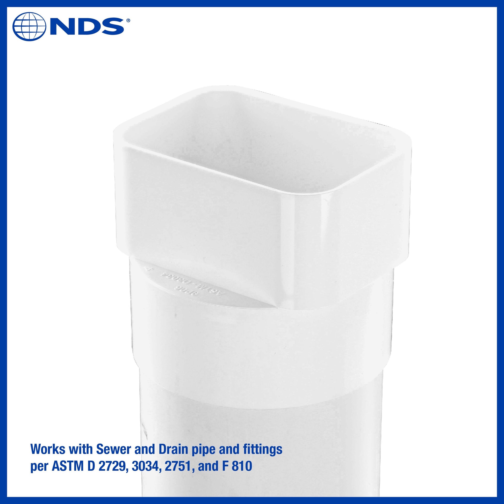 PVC Downspout Adapter, 3X4 In. Downspout X 4 In. Sewer and Drain Hub