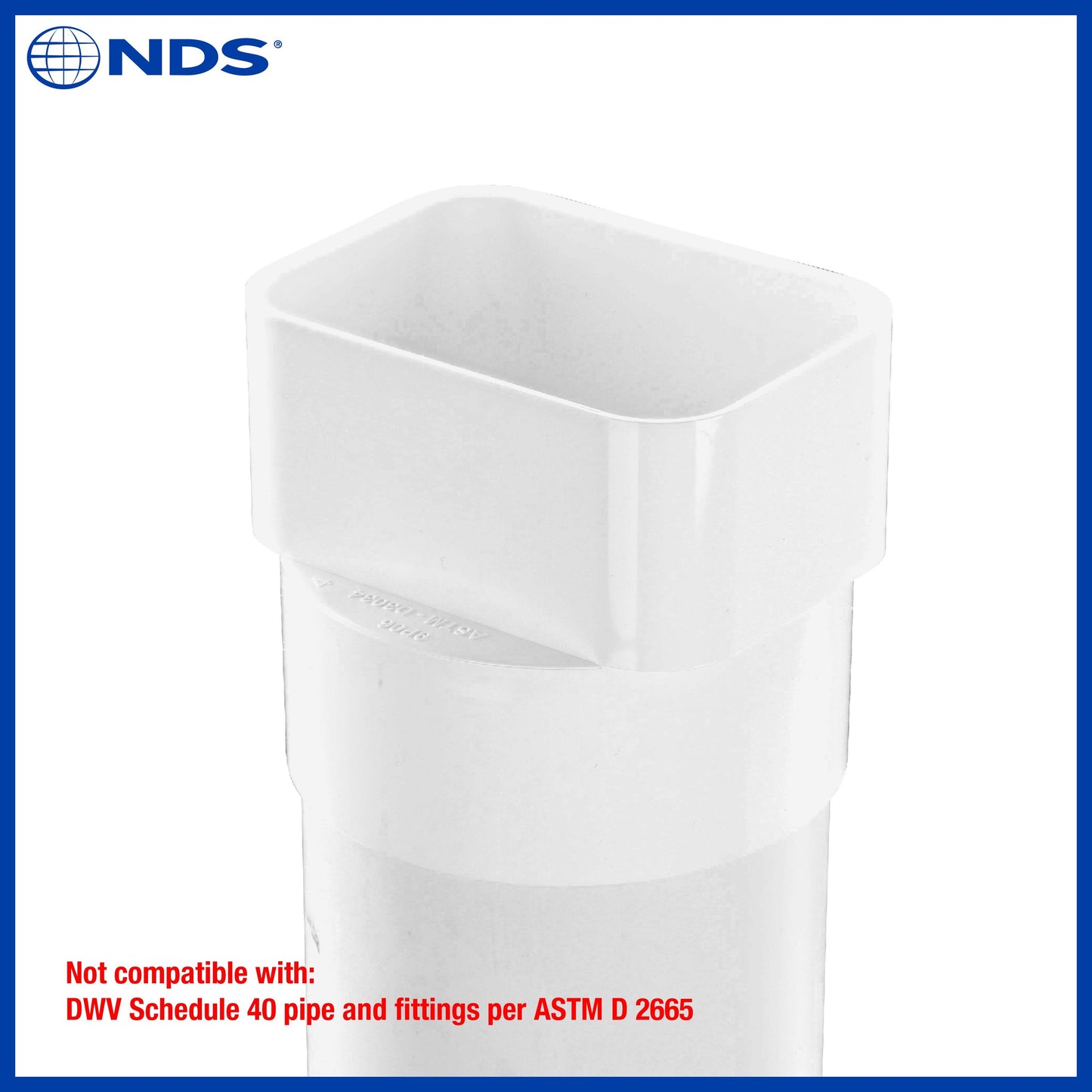 PVC Downspout Adapter, 3X4 In. Downspout X 4 In. Sewer and Drain Hub