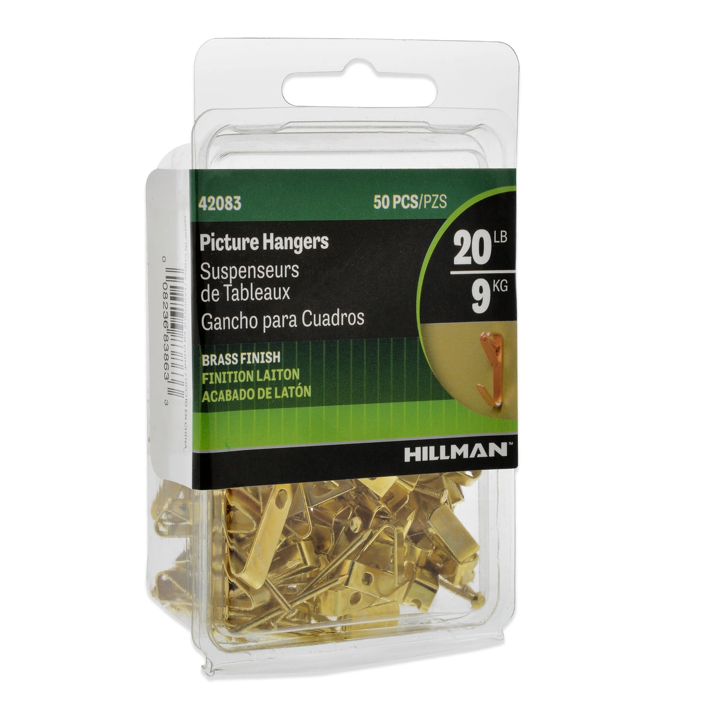 Brass 20-Lb Capacity Hanging Hooks and Nails 50 - Pack