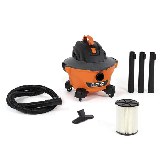 RIDGID  6 Gallon 3.5 Peak HP NXT Wet/Dry Shop Vacuum with Filter, Locking Hose and Accessories