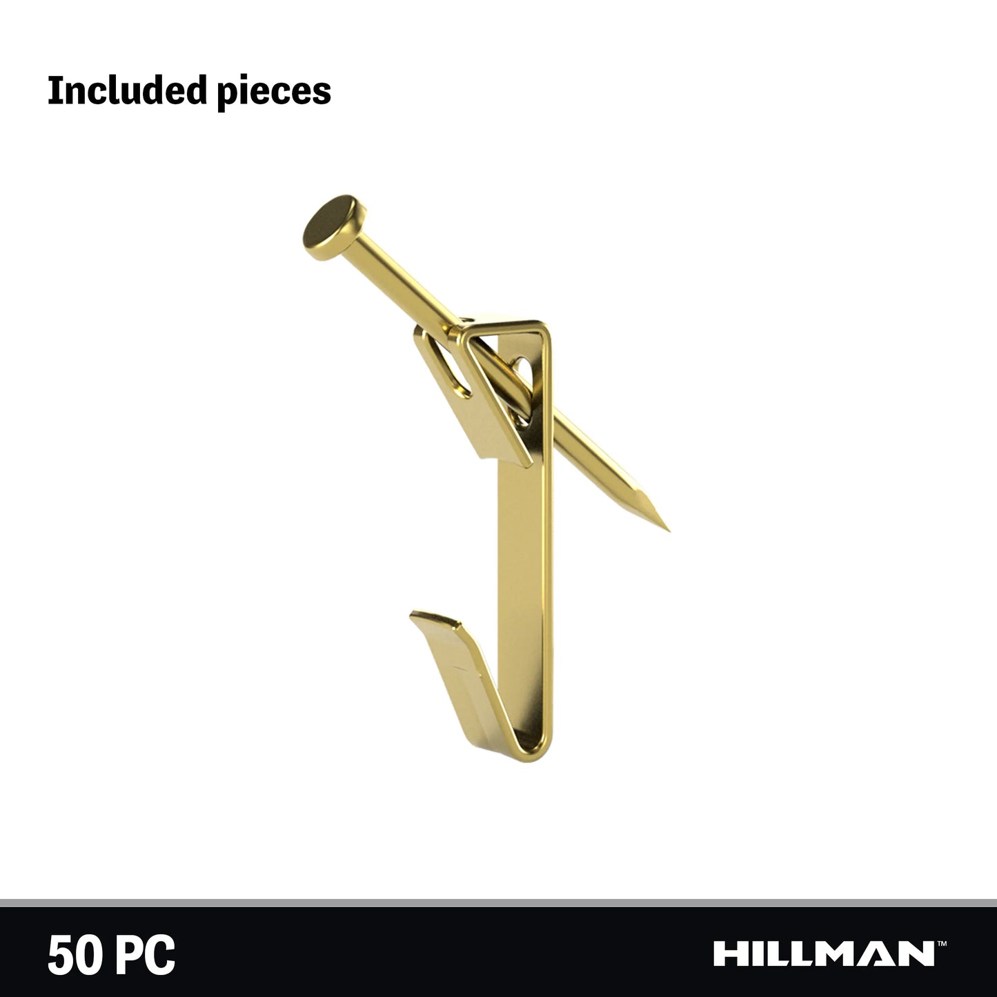 Brass 20-Lb Capacity Hanging Hooks and Nails 50 - Pack