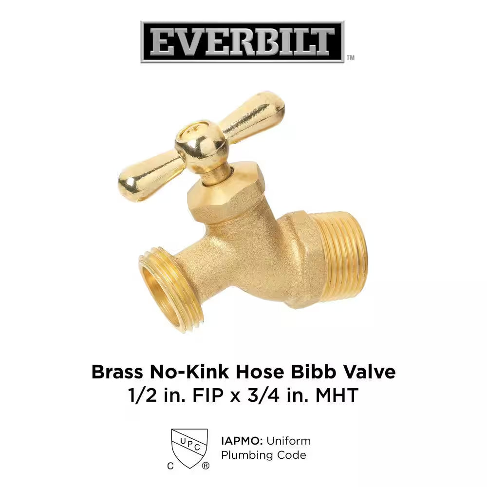 1/2 In. FIP X 3/4 In. MHT Brass No-Kink Hose Bibb Valve
