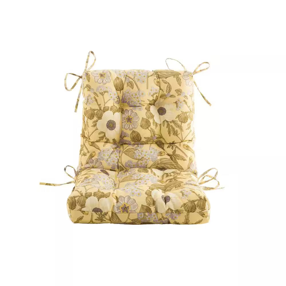 Seat/Back Outdoor Chair Cushion Tufted Replacement for Patio Furniture 20 In. X 20 In. X 4 In. 1 Count, Floral in Beige
