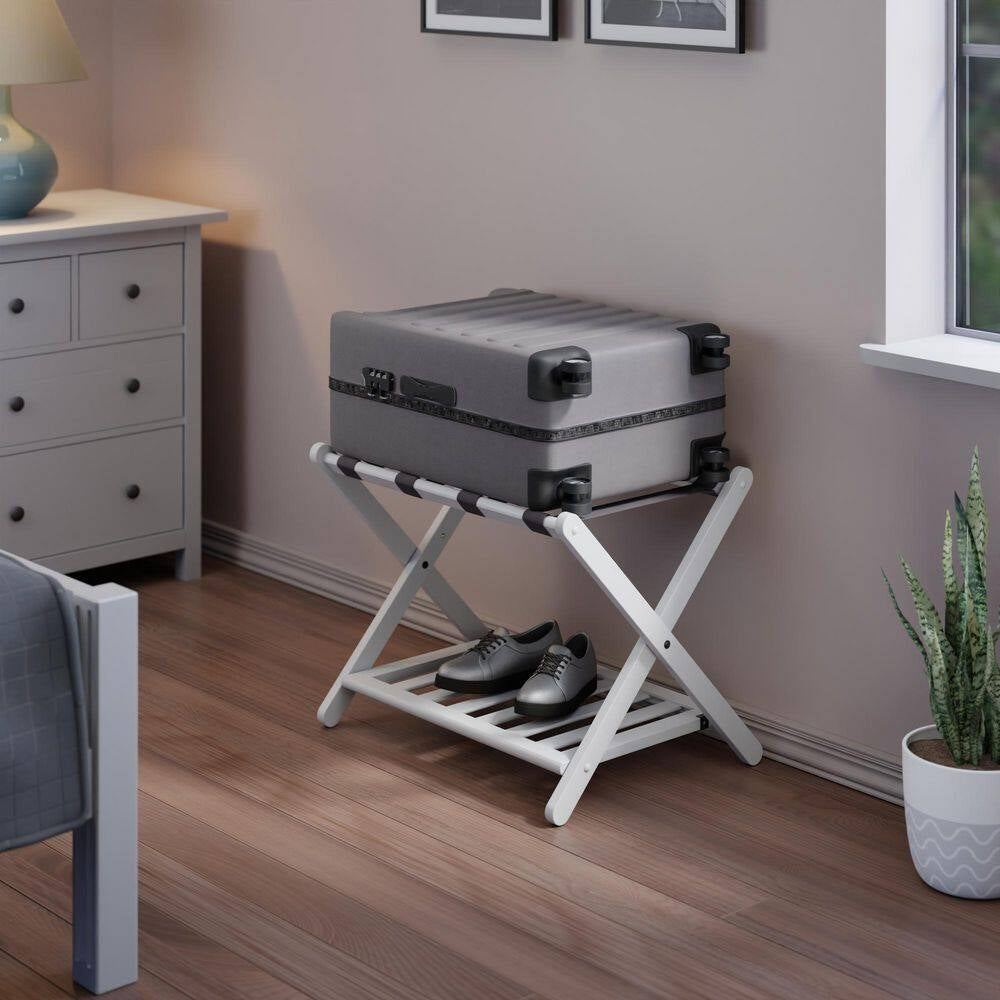Winsome Reese White Luggage Rack with Shelf
