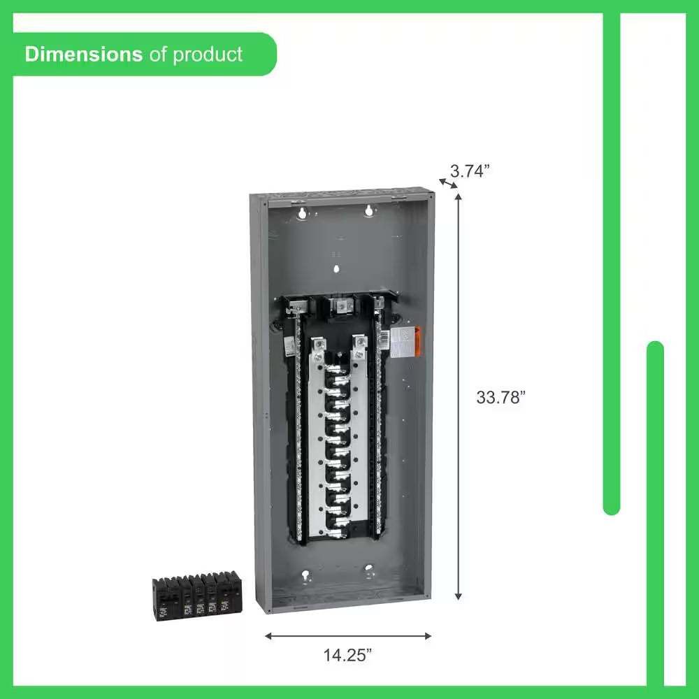 Homeline 225 Amp 30-Space 60-Circuit Indoor Main Lug Plug-On Neutral Load Center W/ Cover, Ground Bar(Hom3060L225Pgcvp)