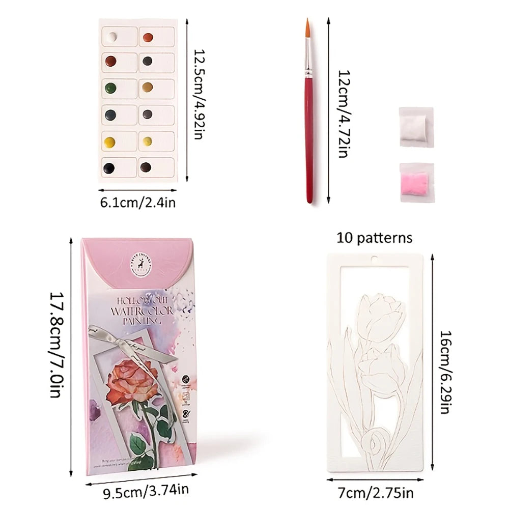 10 Sheets/Set Watercolor Bookmark Painting Set DIY Watercolor Paper Handmade Portable Coloring Bookmark, Holiday Party Gift