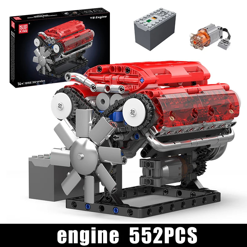 10088 the V8 Engine Building Block Assembly Technical Car Brick Set Educational Car Engine Toys Kids Christmas Gift