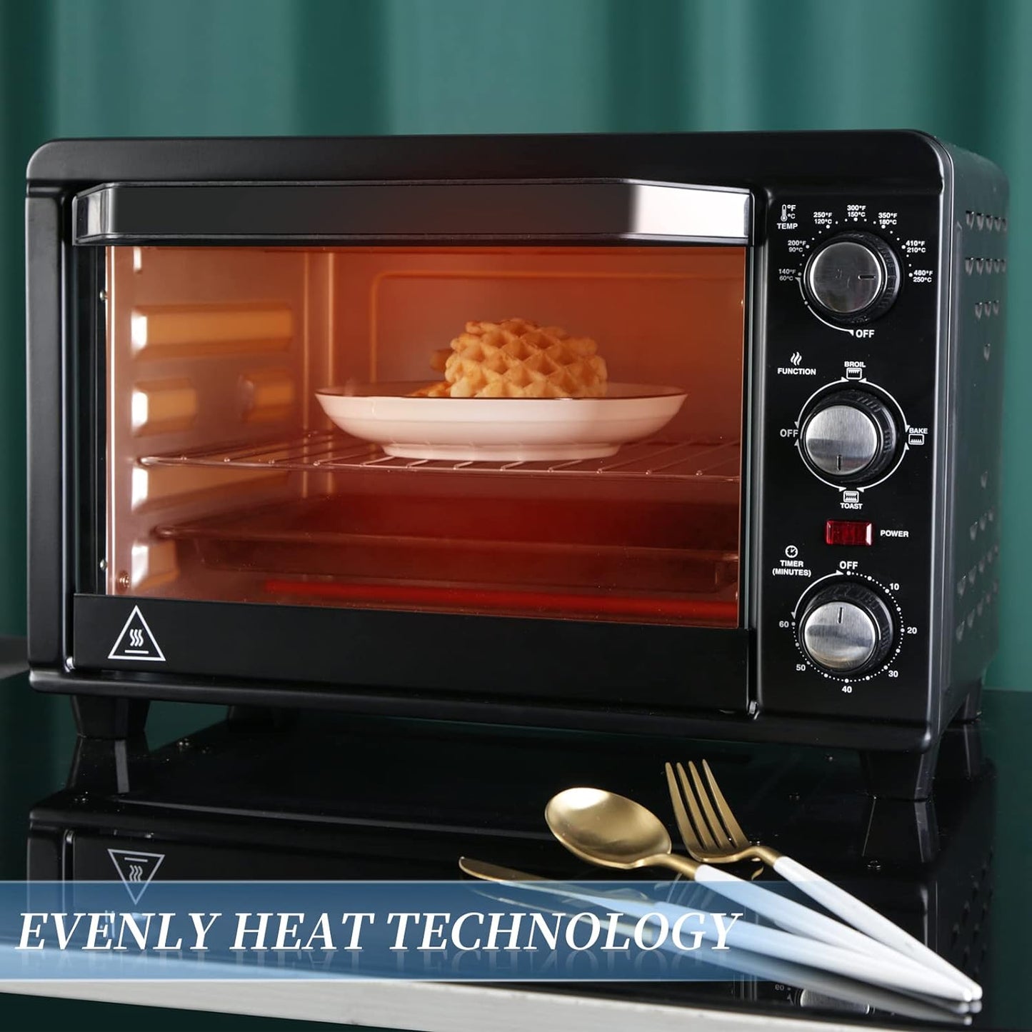 Tidoin 1200 W Metal Black Toaster Oven with Rotisserie and Time Control