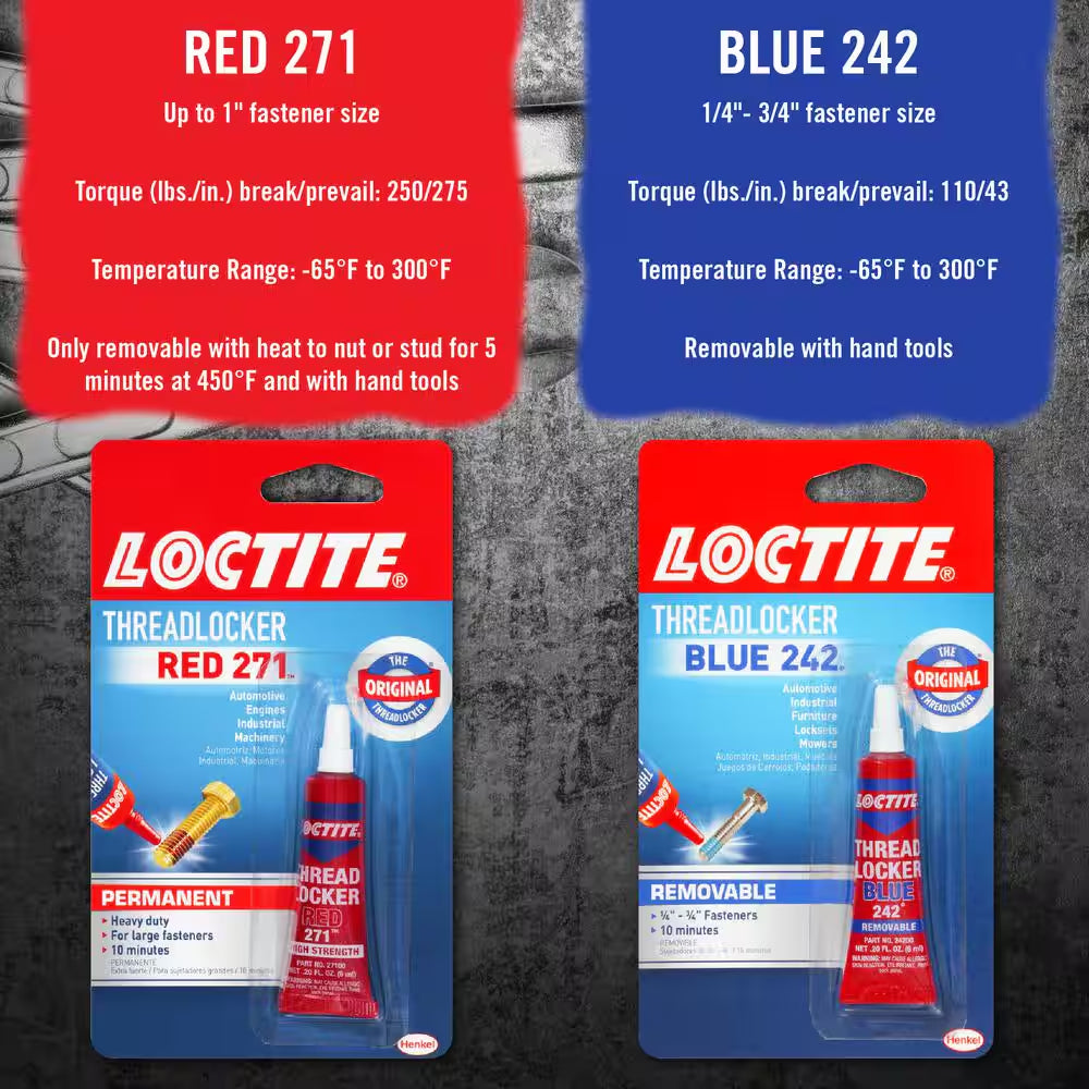 Threadlocker 271 Red Permanent Nut and Bolt Adhesive 0.20 Oz. (Each)