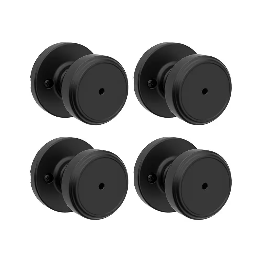 Maven Matte Black Privacy Bed/Bathdoor Knob 4-Pack