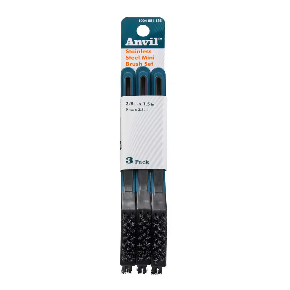 Mini Brush Set with Stainless Steel Bristles (3-Pack)