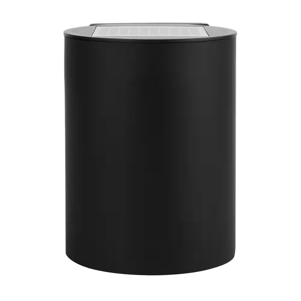 7.8 In. 1-Light Modern Black LED Solar Cylinder Outdoor Wall Light Sconce with Dark Sky Compliance