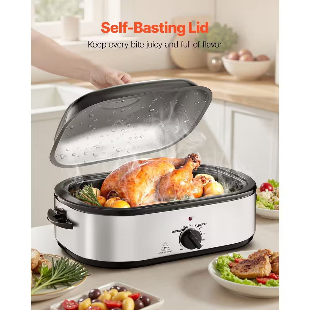 Roaster Oven, 14QT Sliver Slow Cooker, 150-450℉ Adjustable Temperature Electric Roasting Pan