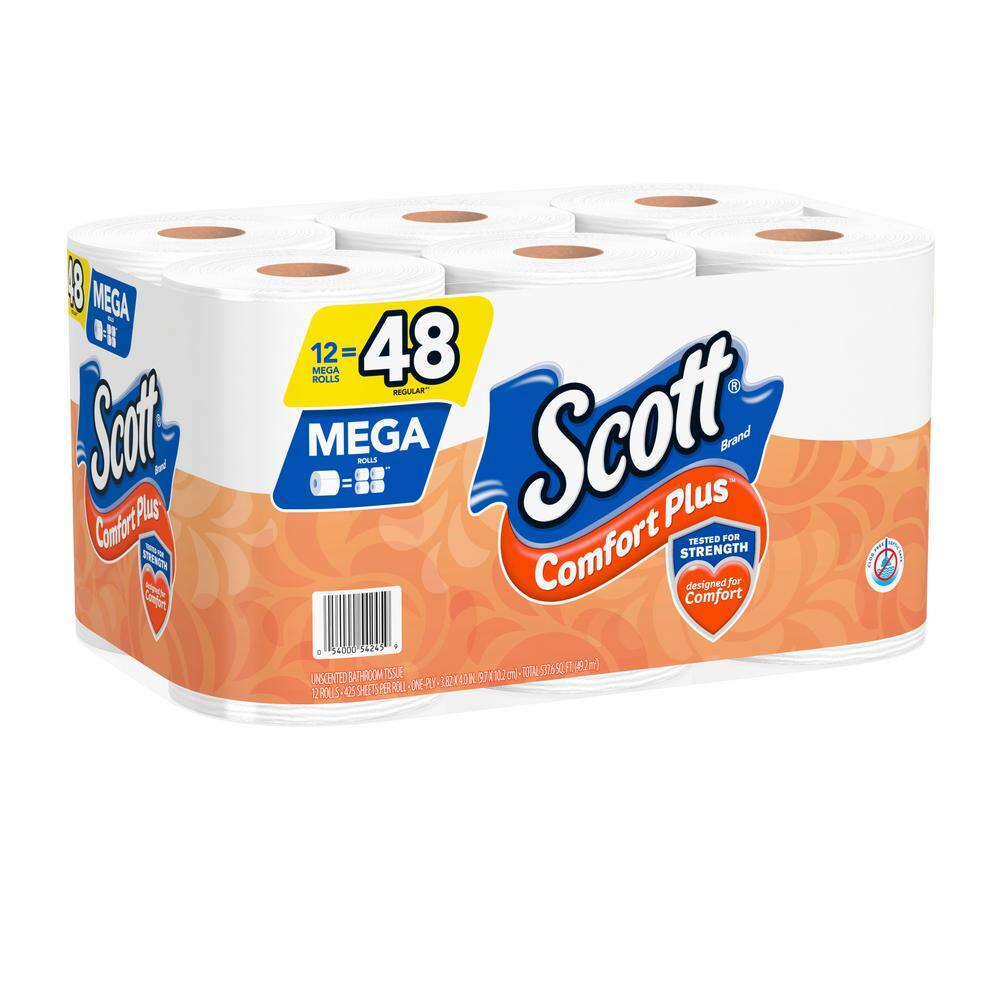 Scott Mega Roll Comfort Plus Toilet Paper (425-Sheets Per Roll 12 Roll ...