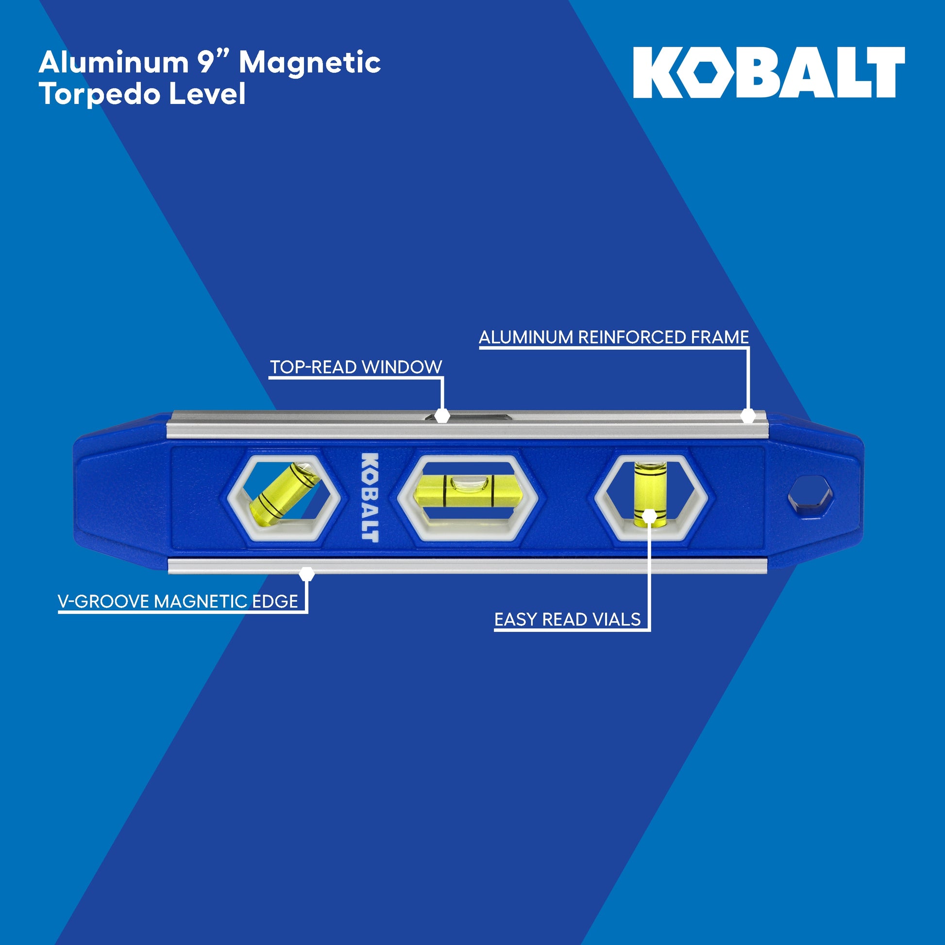 Plastic 9.00-In 3 Vial Magnetic Torpedo Level