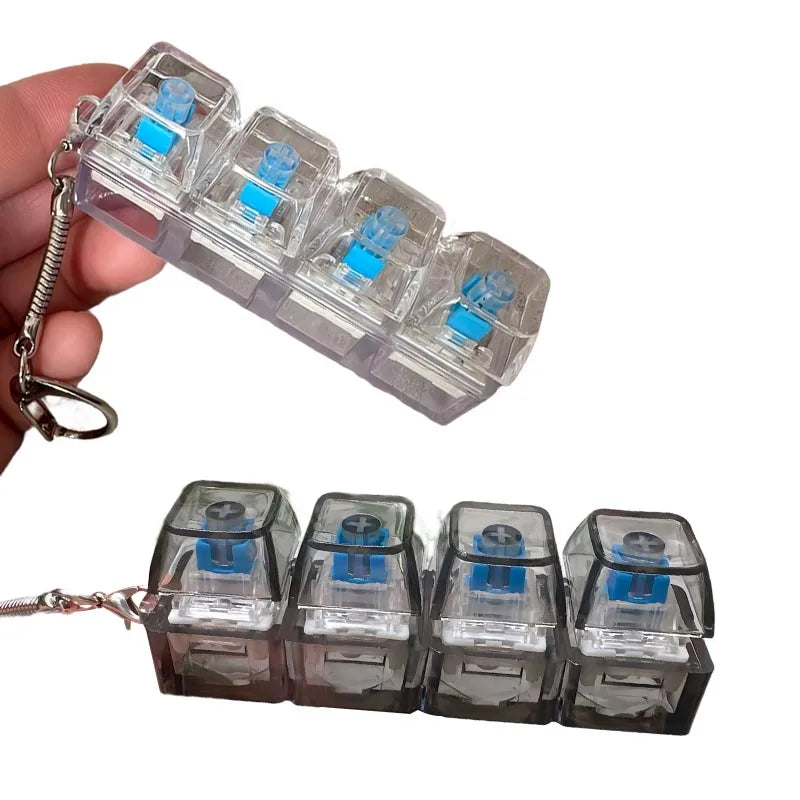 LED Keyboard Keychain Fidget Toys Crystal Clicker Sensory Toy for Stress Relief Keyboard Keychain Fidget Gadget for Adults Kids