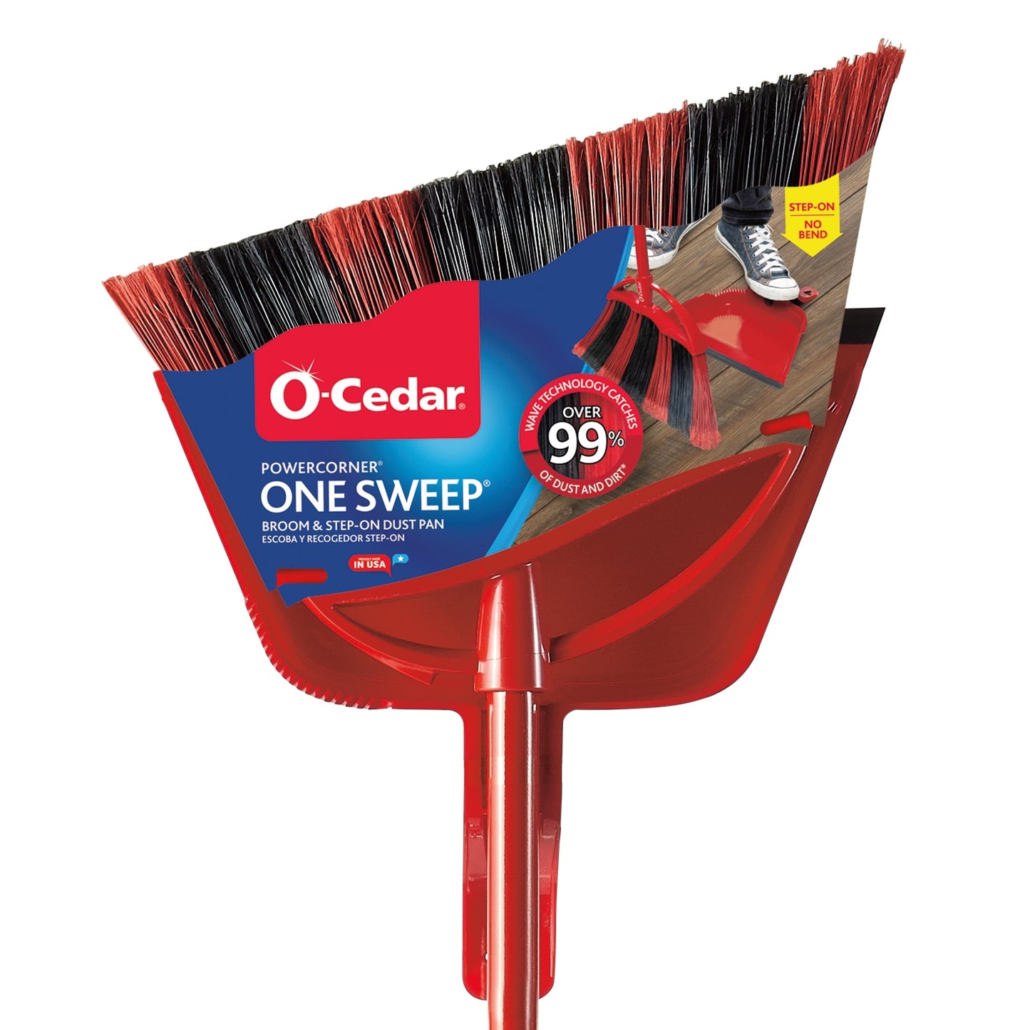 Powercorner One Sweep 13.5-In Poly Fiber Multi-Surface Angle with Dustpan Upright Broom