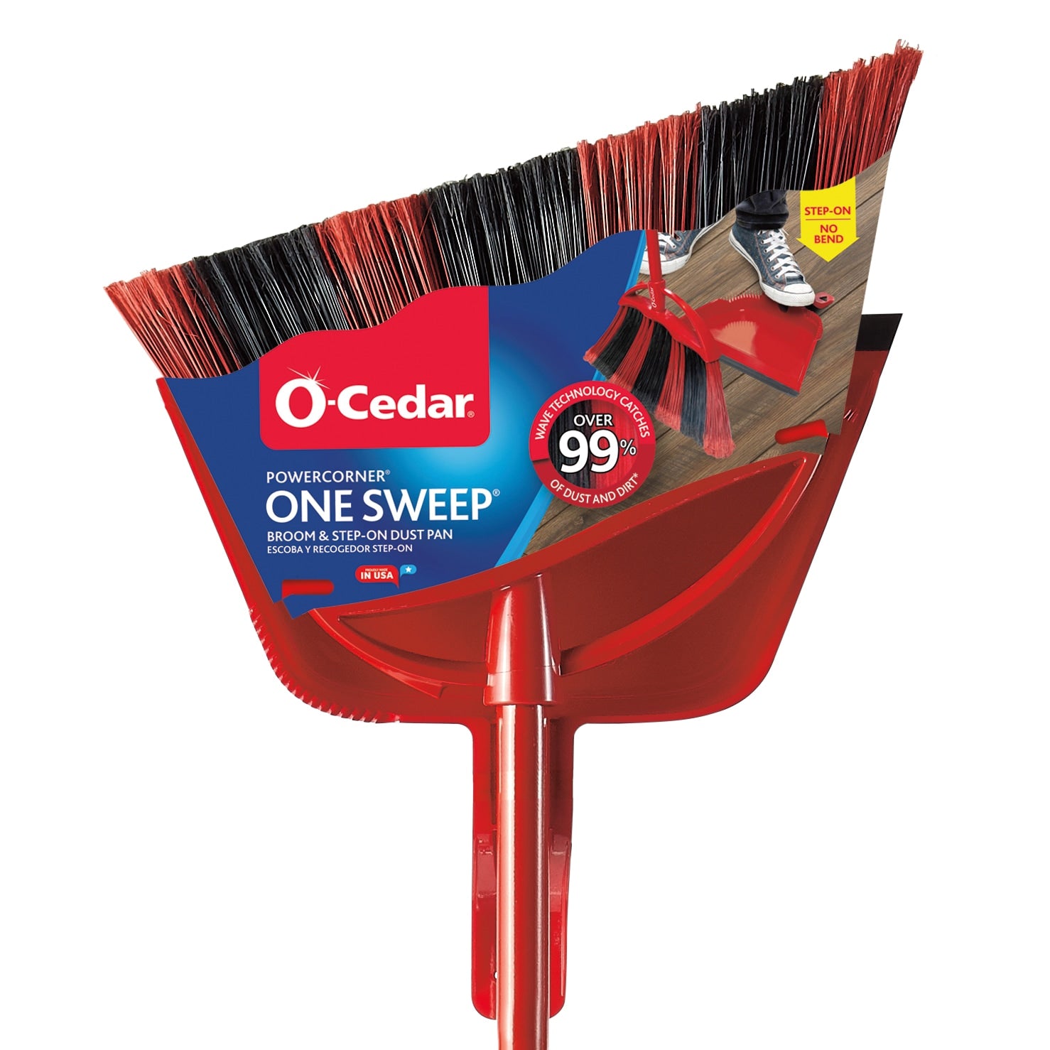 Powercorner One Sweep 13.5-In Poly Fiber Multi-Surface Angle with Dustpan Upright Broom