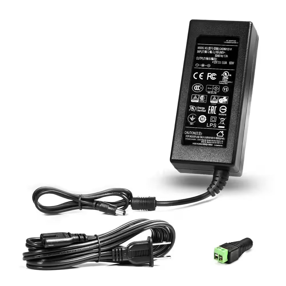 12V 5A 60W Power Supply AC DC Switching Adapter Wall Wart Converter Transformer 100-240V Input 12Vdc Output
