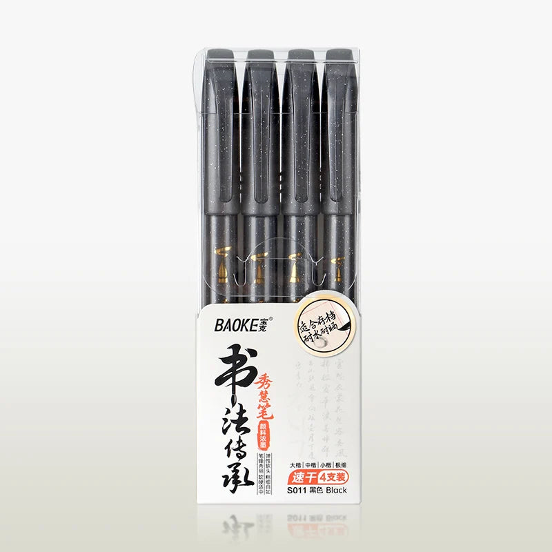 4-Size Calligraphy Pen Set for Writing, Drawing & Hand Lettering, Black Ink Brush Markers for Art, Calligraphy, Sketching