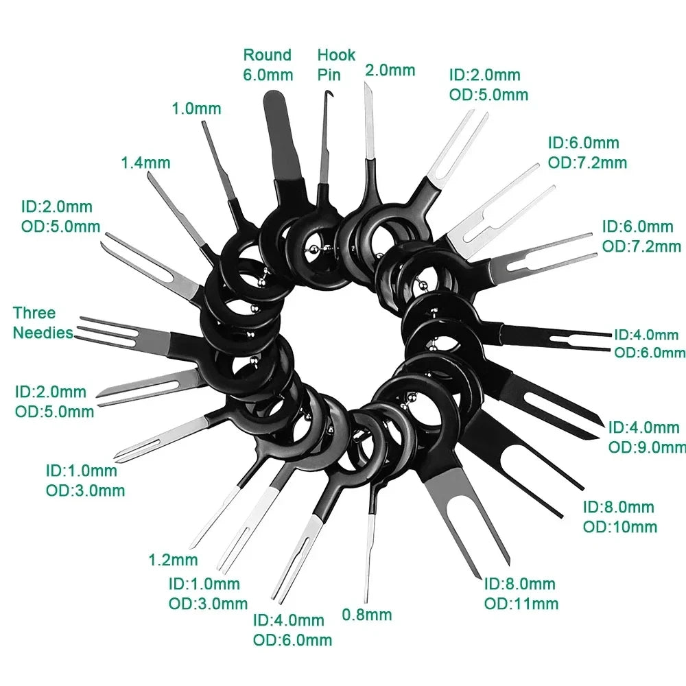 59Pcs Car Terminal Universal Removal Kit Pin Remover Wire Plug Connector Extractor Puller Repairing Disassembly Tool