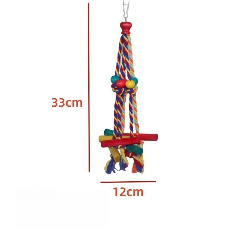 Bird Toys Parrot Toys Cotton Rope Colorful Beads Wooden Blocks Gnawing Strings Relieve Boredom Relieve Biting Hair Bird Supplies