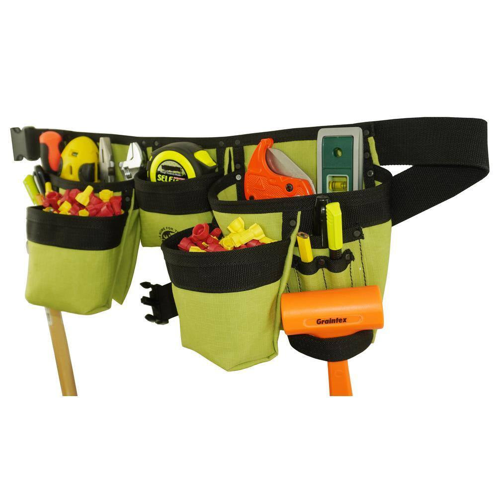 Lime Green Canvas 11-Pocket Finisher Tool Apron