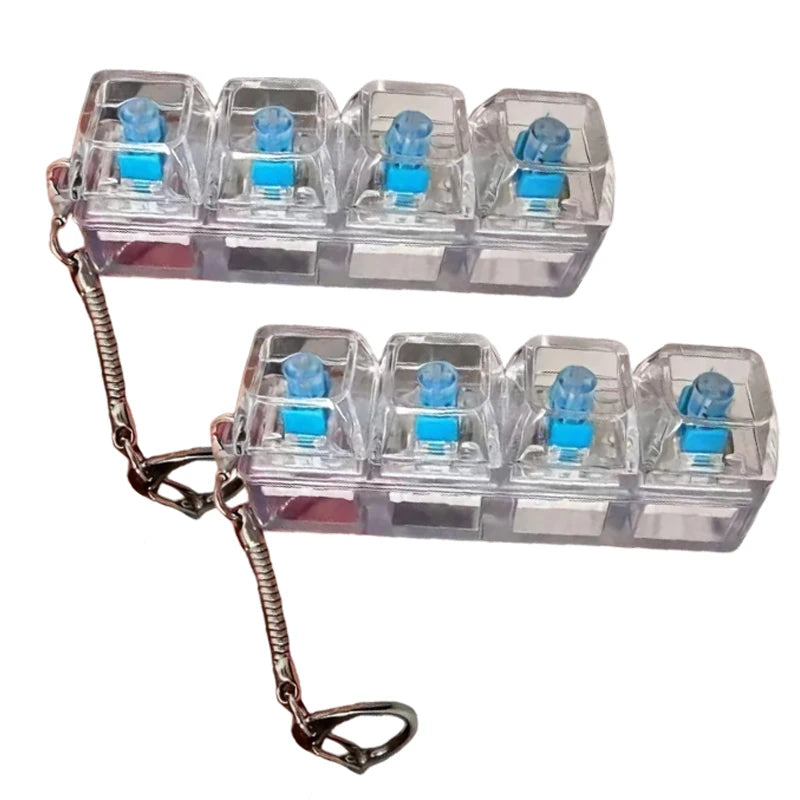LED Keyboard Keychain Fidget Toys Crystal Clicker Sensory Toy for Stress Relief Keyboard Keychain Fidget Gadget for Adults Kids