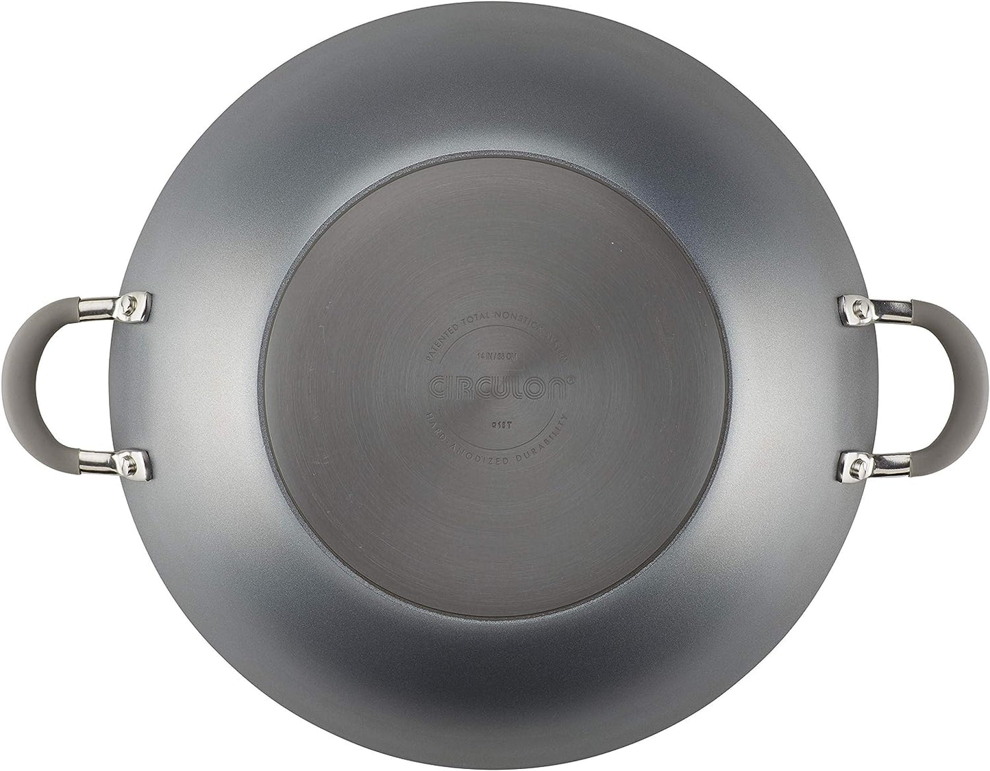 Circulon Elementum Hard-Anodized Nonstick Covered Wok with Side Handles, 14-Inch, Oyster Gray